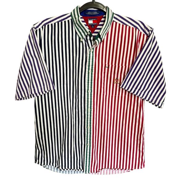 Tommy Hilfiger Other - Tommy Hilfiger Vintage Button Down Shirt Short Sleeve Pinstripe Size XL